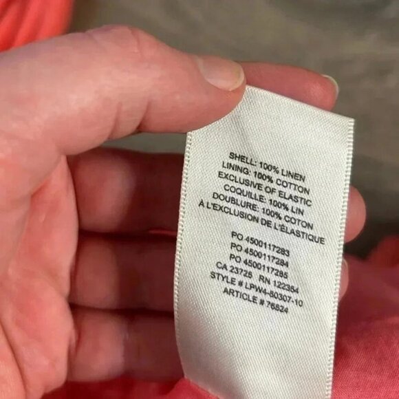 Aritzia Wilfred Stanza Mini Dress Linen Puff Sleeve Coral Pink Corset Size XXS - Picture 13 of 16